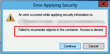 Failed To Enumerate Objects In The Container 